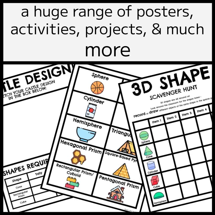 3D SHAPE BUNDLE - Posters, Activities, Projects & MORE