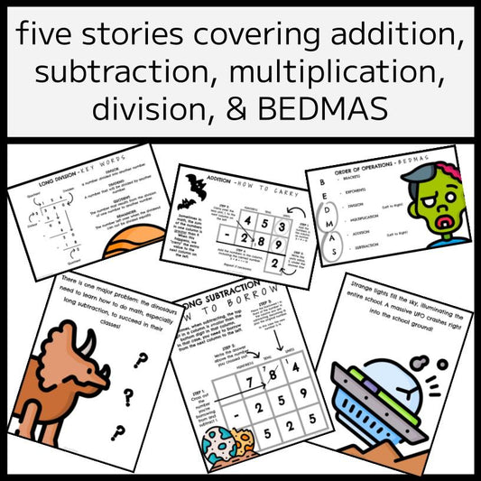MATH STORY BUNDLE - Stories, Posters, & Worksheets