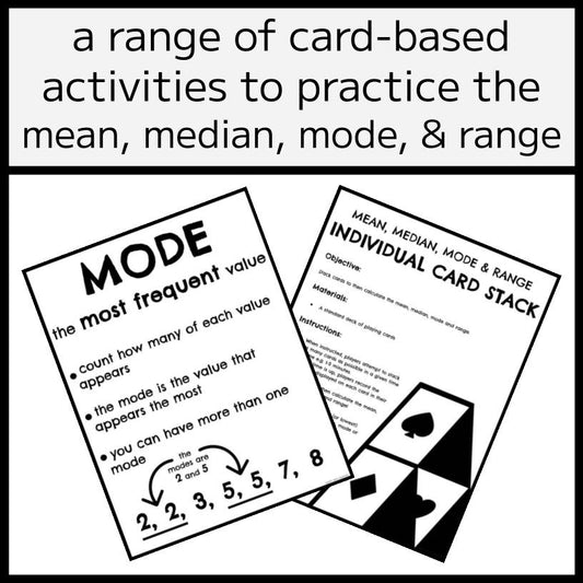 Mean, Median, Mode & Range Card Game Activity Pack