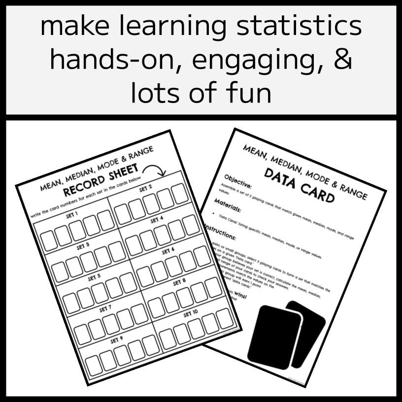 Mean, Median, Mode & Range Activity - Find the Matching Cards