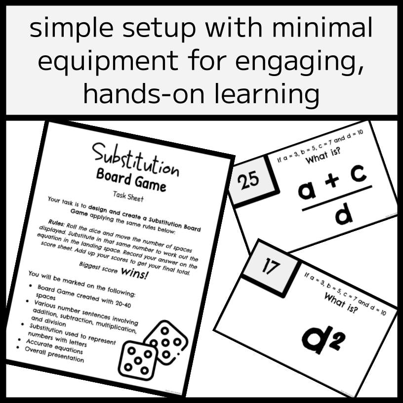 ALGEBRA SUBSTITUTION BUNDLE - Games & Activity