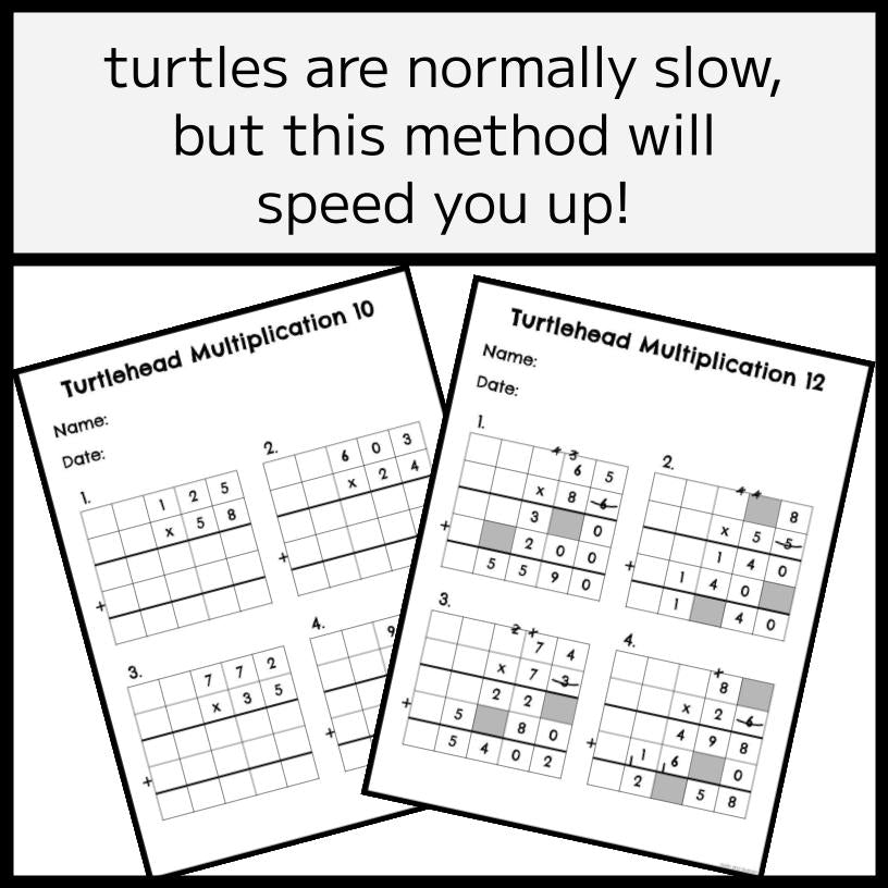 The Turtlehead Multiplication Method Worksheets