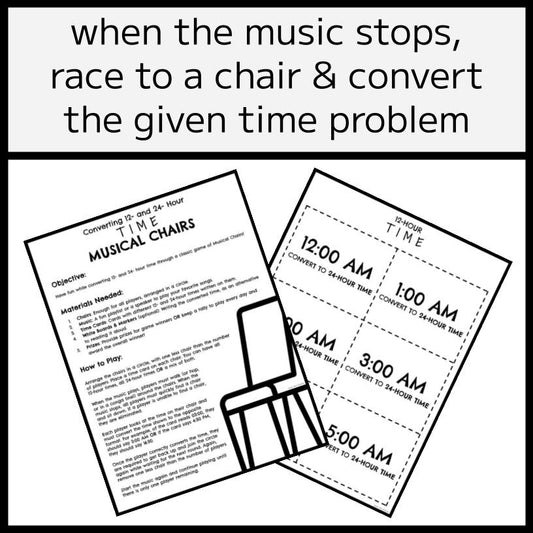 12- & 24-Hour Time Conversions Musical Chairs