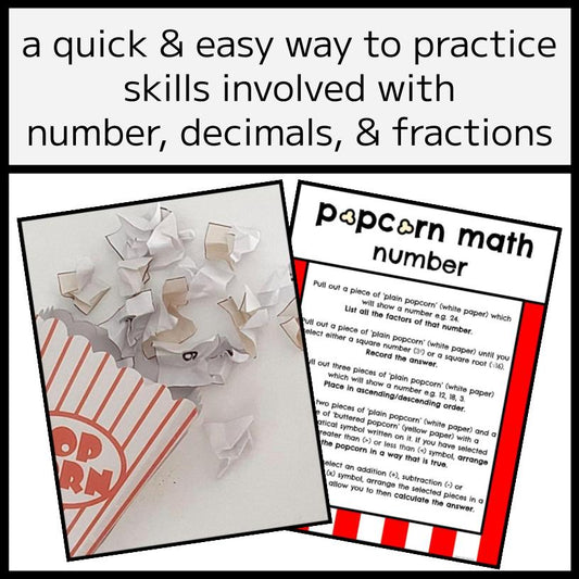POPCORN MATH BUNDLE - Number, Decimals, & Fractions
