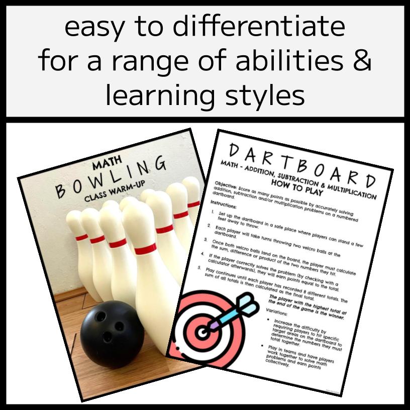 NUMBER GAMES BUNDLE - Popcorn, Bowling, & Dartboard Math