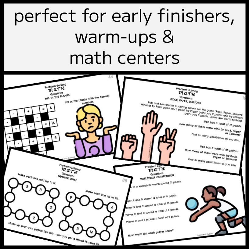 A Year of Math Problem Solving Question Cards - 100 Cards & Answers