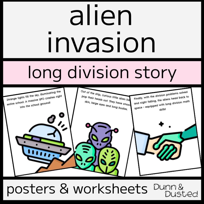 Long Division 'Alien Invasion' Story, Posters, & Worksheets