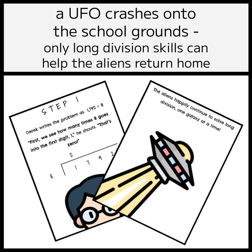 Long Division 'Alien Invasion' Story, Posters, & Worksheets