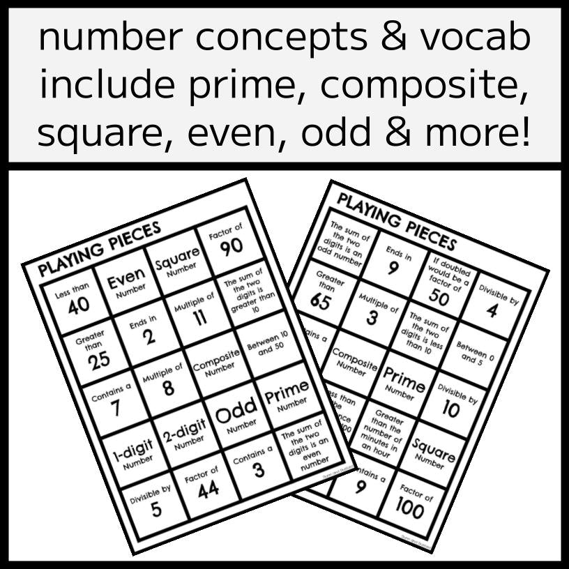 Number BINGO Game - Composite, Prime, Square, Even, Odd and MORE