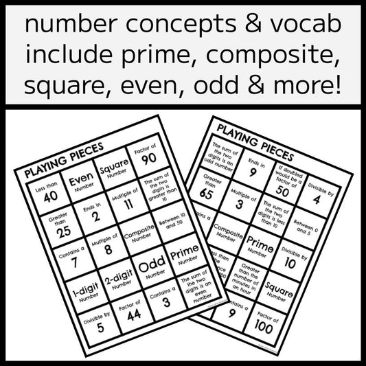 Number BINGO Game - Composite, Prime, Square, Even, Odd and MORE