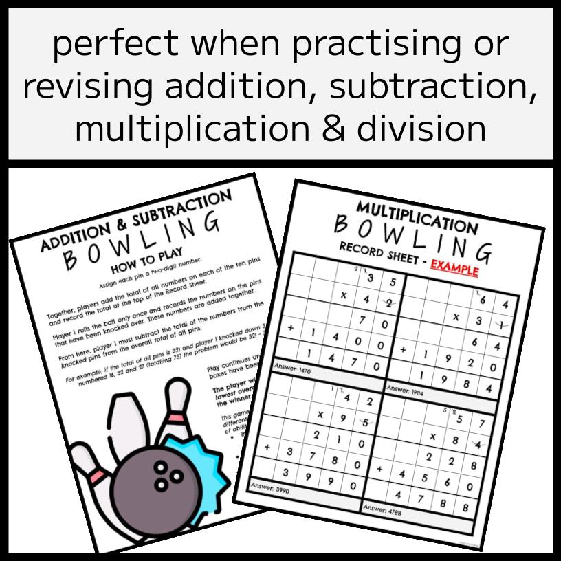 Bowling Number Games -  Addition, Subtraction, Multiplication & Division