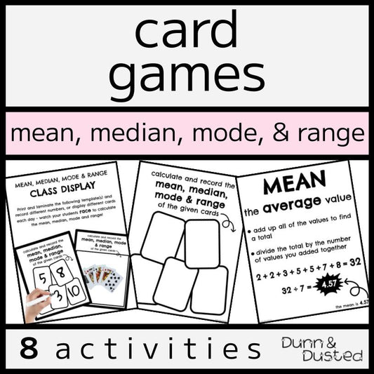 Mean, Median, Mode & Range Card Game Activity Pack