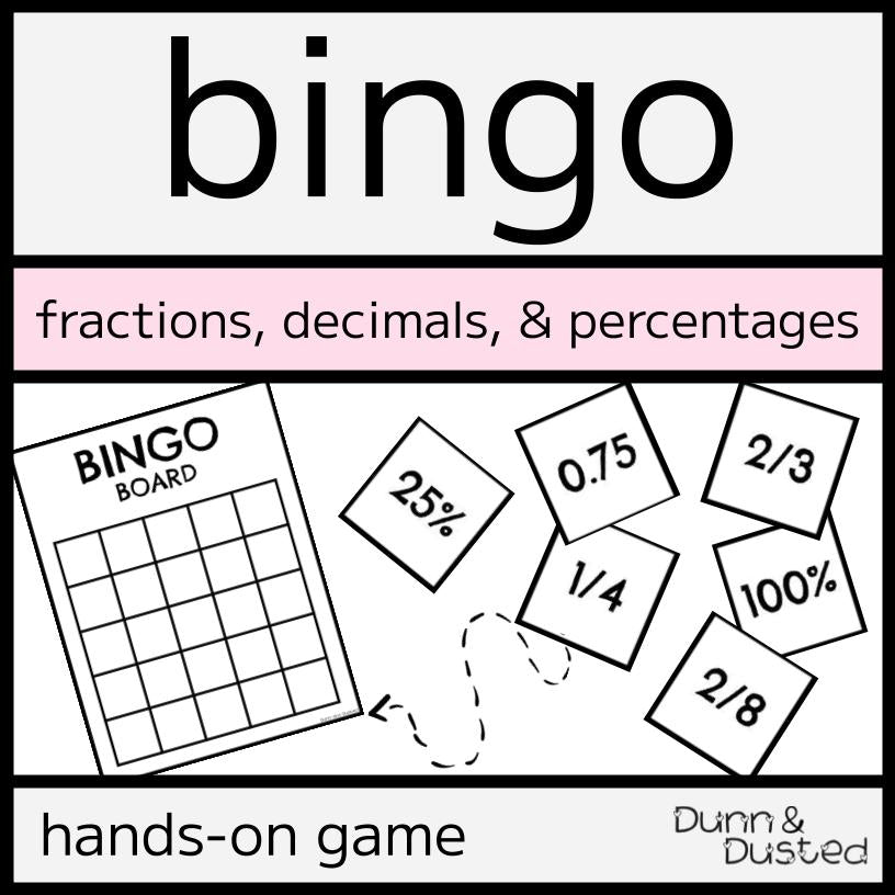 Equivalent Fractions, Decimals, & Percentages BINGO Game