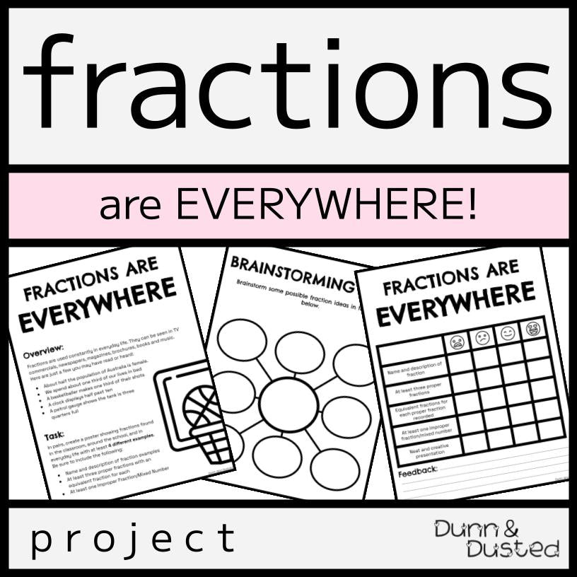 Fractions are Everywhere Project - Proper, Improper, Equivalent, & Mixed