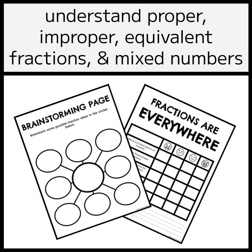 Fractions are Everywhere Project - Proper, Improper, Equivalent, & Mixed