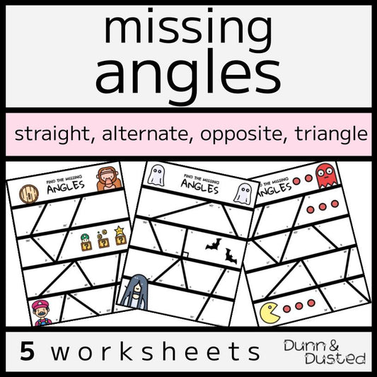 Gaming-Themed Missing Angles Worksheets