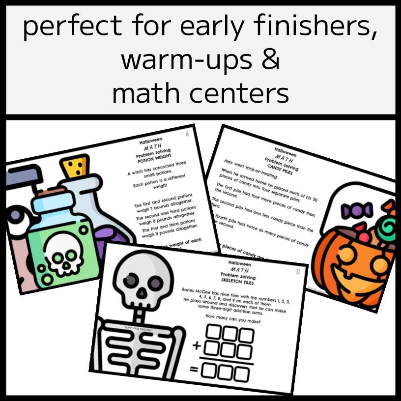 Halloween Problem Solving Question Cards - 20 Cards & Answers