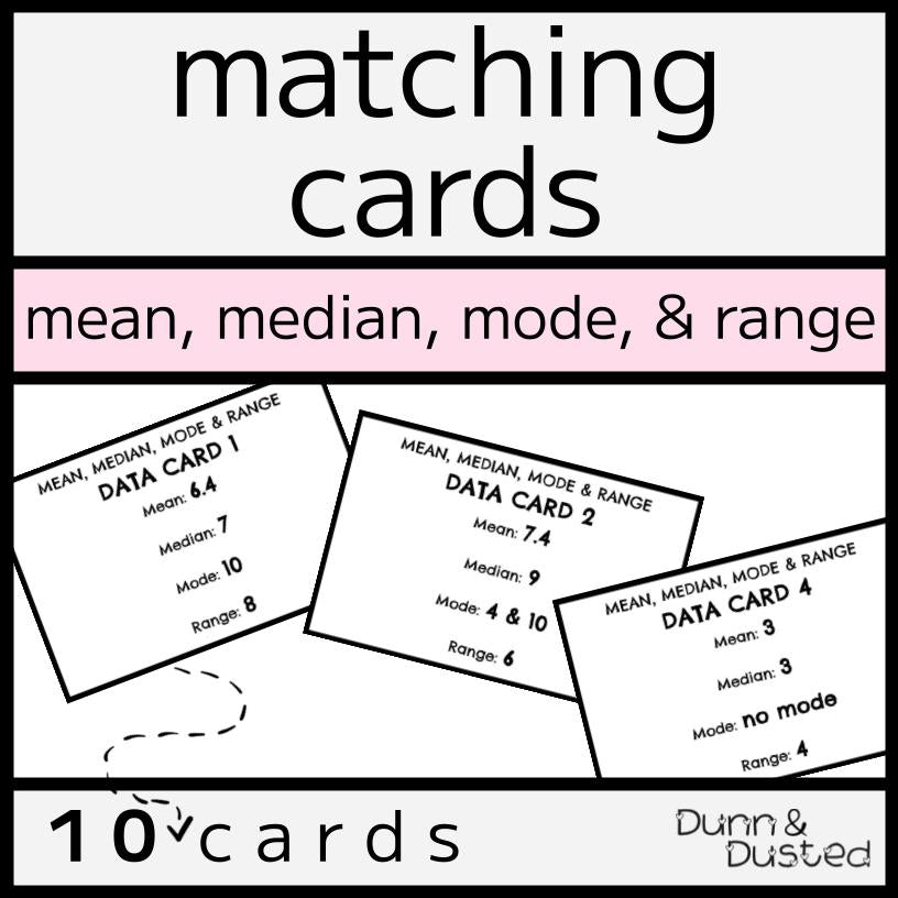 Mean, Median, Mode & Range Activity - Find the Matching Cards