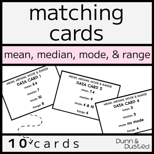 Mean, Median, Mode & Range Activity - Find the Matching Cards