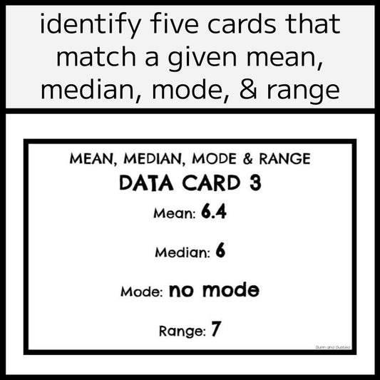 Mean, Median, Mode & Range Activity - Find the Matching Cards