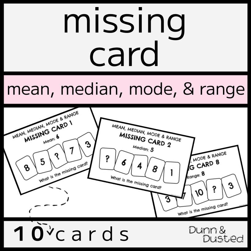 Mean, Median, Mode & Range Activity - Find the Missing Card