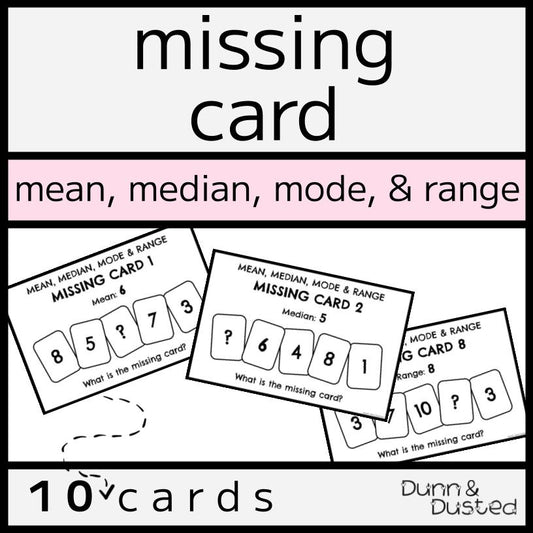 Mean, Median, Mode & Range Activity - Find the Missing Card