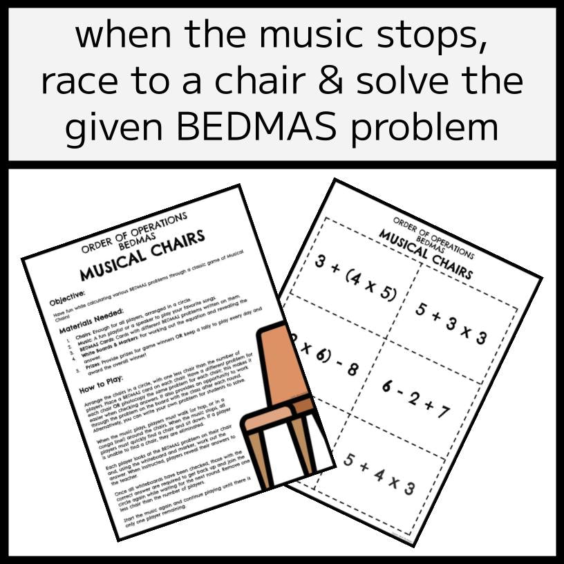 BEDMAS Musical Chairs Game