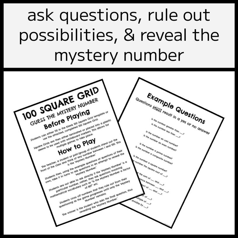 Guess the Mystery Number - 100 Square Grid Game