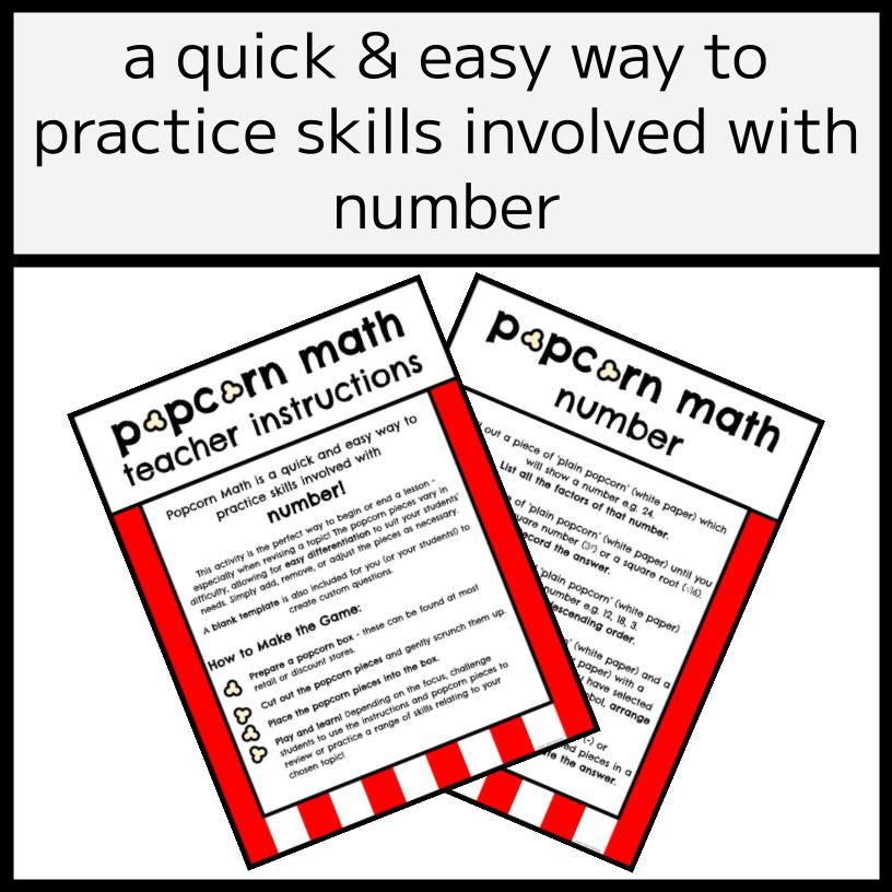 Popcorn Math Number Activity