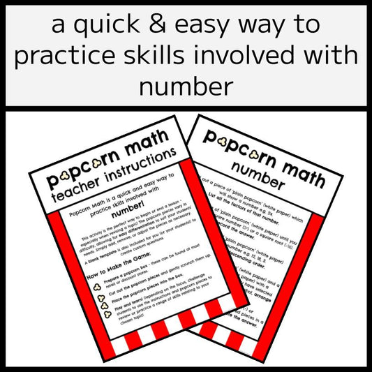 Popcorn Math Number Activity