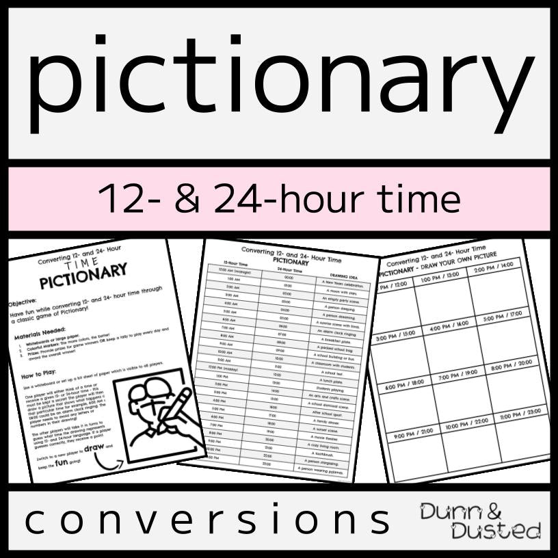 12- & 24-Hour Time Conversions Pictionary Game