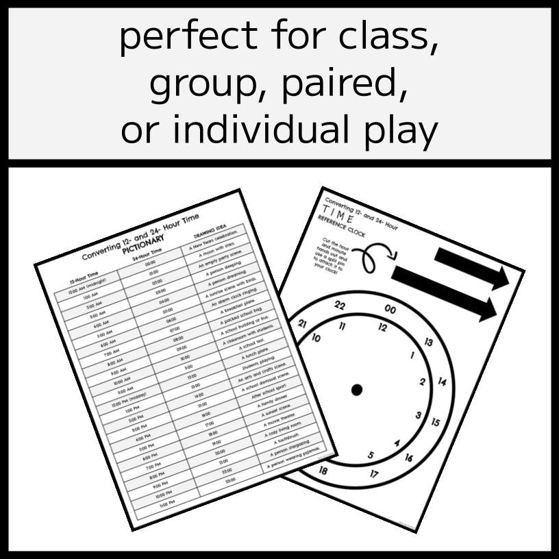 12- & 24-Hour Time Conversions Pictionary Game