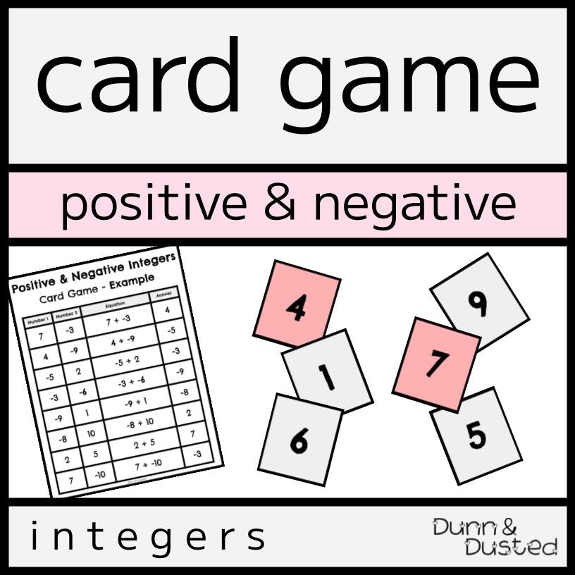Positive & Negative Integers Card Game