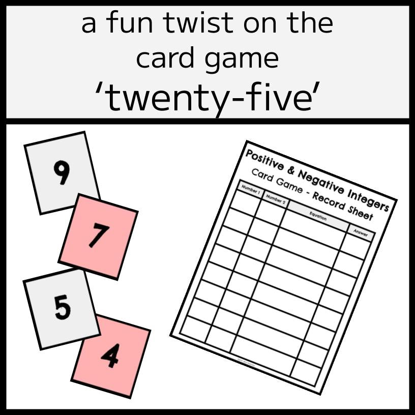 Positive & Negative Integers Card Game