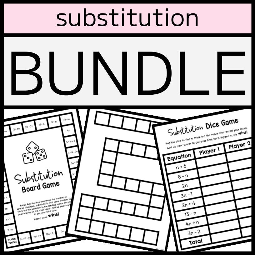 ALGEBRA SUBSTITUTION BUNDLE - Games & Activity