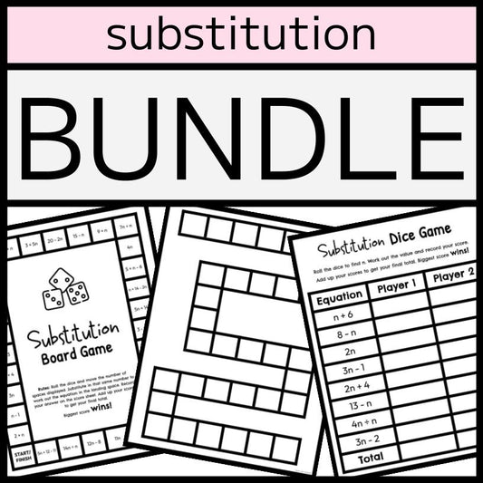 ALGEBRA SUBSTITUTION BUNDLE - Games & Activity