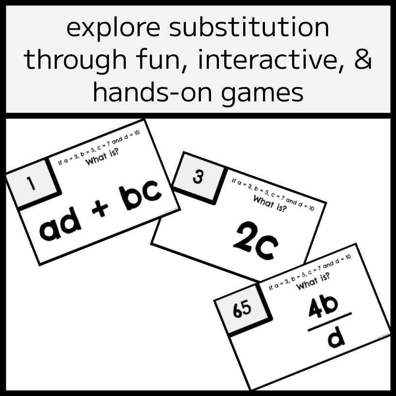 ALGEBRA SUBSTITUTION BUNDLE - Games & Activity
