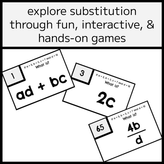 ALGEBRA SUBSTITUTION BUNDLE - Games & Activity