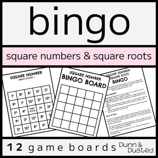 Square Number & Square Root Bingo