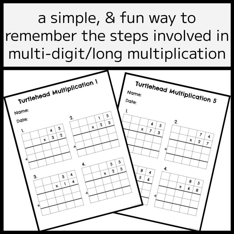 The Turtlehead Multiplication Method Worksheets
