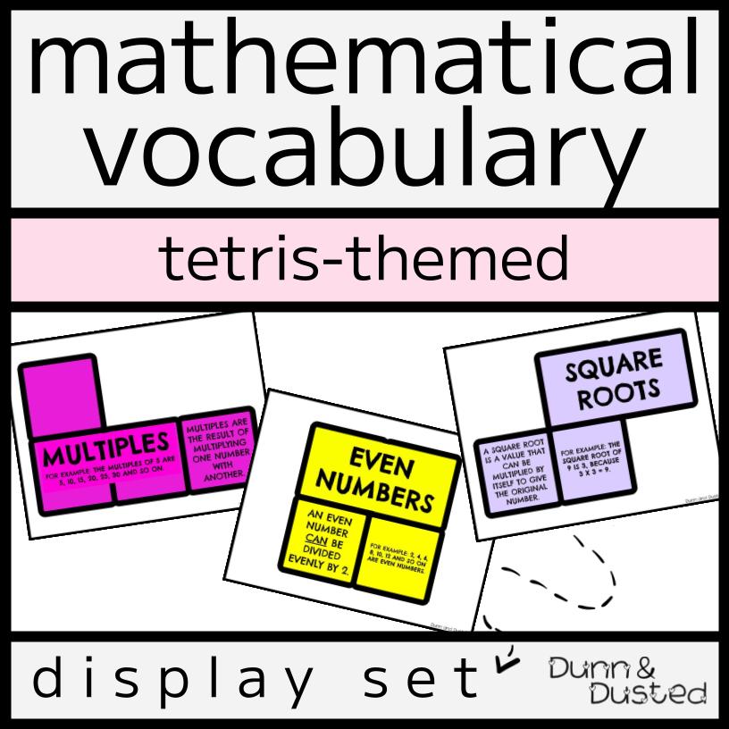 Tetris-Themed Mathematical Vocabulary Display Set