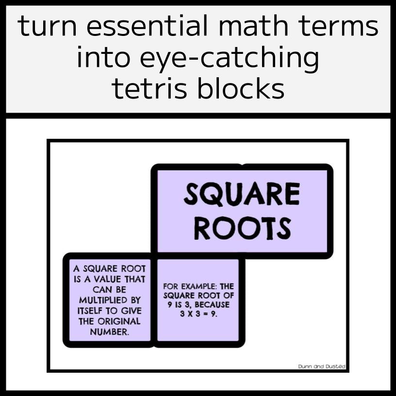 Tetris-Themed Mathematical Vocabulary Display Set