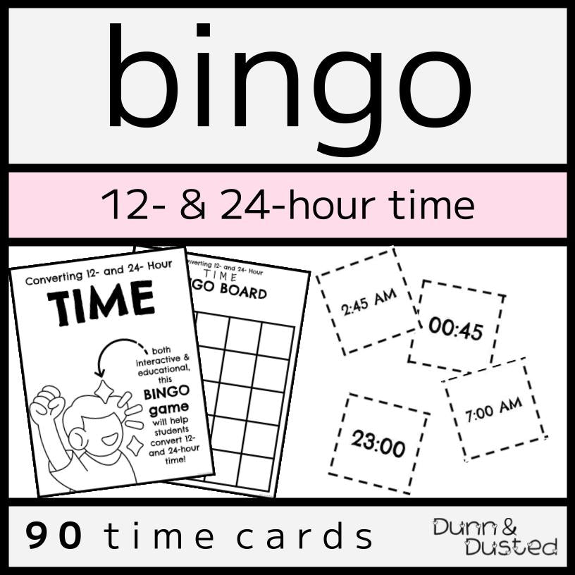 12- & 24-Hour Time Conversions BINGO Game