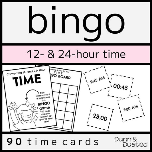 12- & 24-Hour Time Conversions BINGO Game