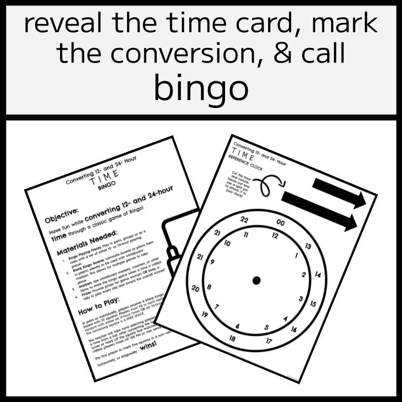 12- & 24-Hour Time Conversions BINGO Game