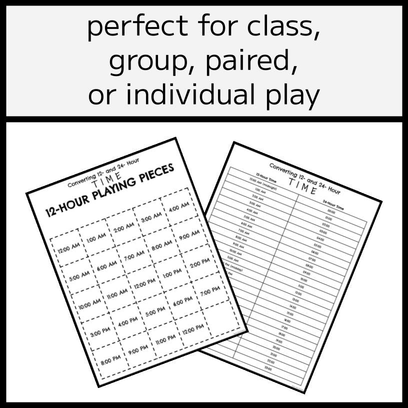 12- & 24-Hour Time Conversions BINGO Game