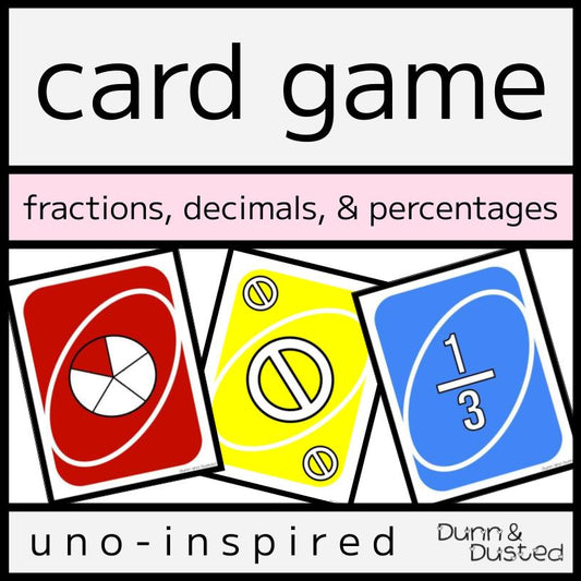 Editable Fraction, Decimal, & Percent UNO-Inspired Equivalence Math Game