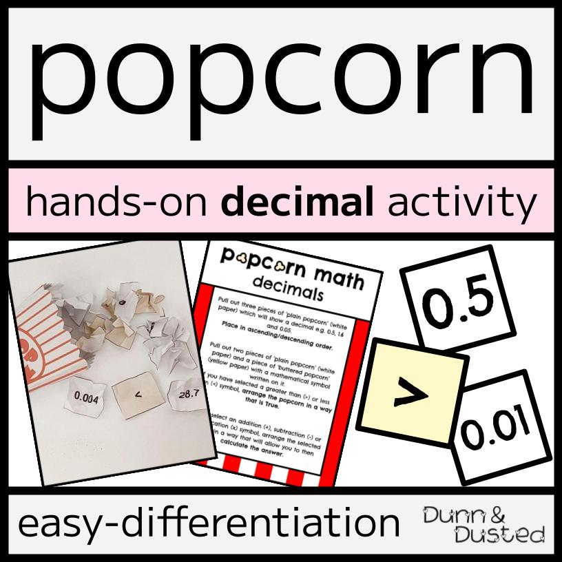 Popcorn Math Decimal Activity