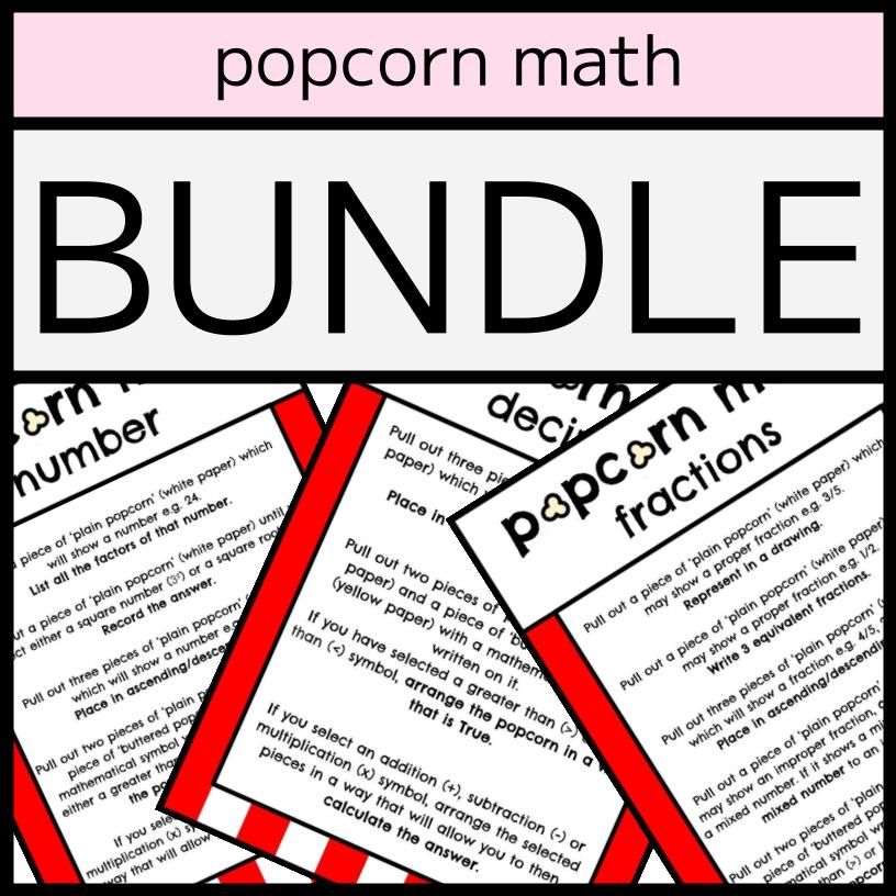 POPCORN MATH BUNDLE - Number, Decimals, & Fractions