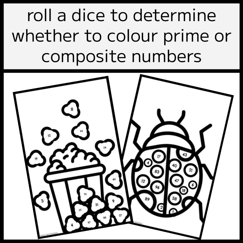 Prime & Composite Numbers Dice Colouring Game